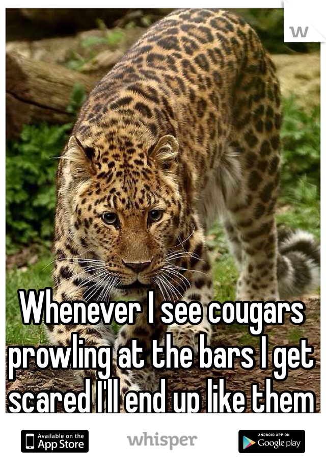 Whenever I see cougars prowling at the bars I get scared I'll end up like them