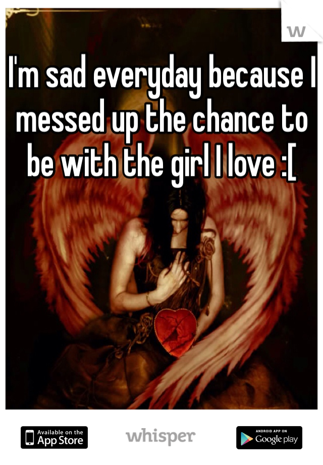 I'm sad everyday because I messed up the chance to be with the girl I love :[