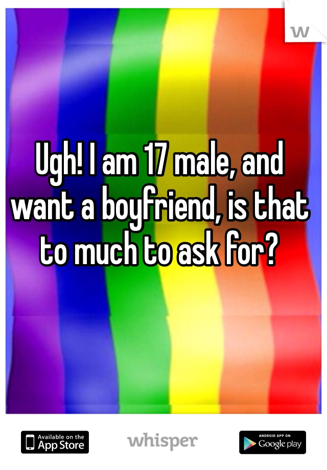 Ugh! I am 17 male, and want a boyfriend, is that to much to ask for?