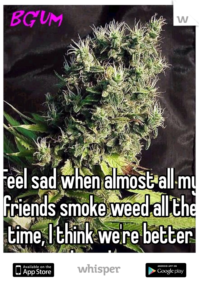 Feel sad when almost all my friends smoke weed all the time, I think we're better than this...