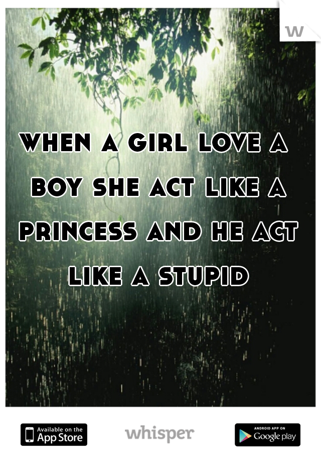 when a girl love a boy she act like a princess and he act like a stupid