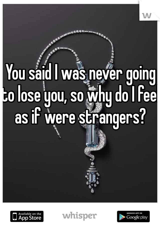 You said I was never going to lose you, so why do I feel as if were strangers? 