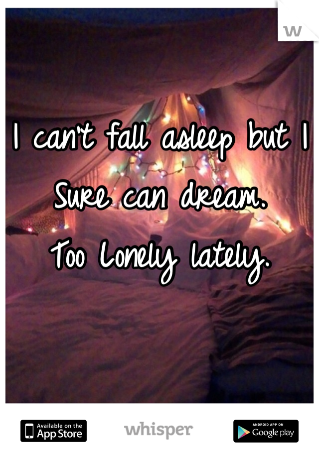 I can't fall asleep but I 
Sure can dream.
Too Lonely lately.