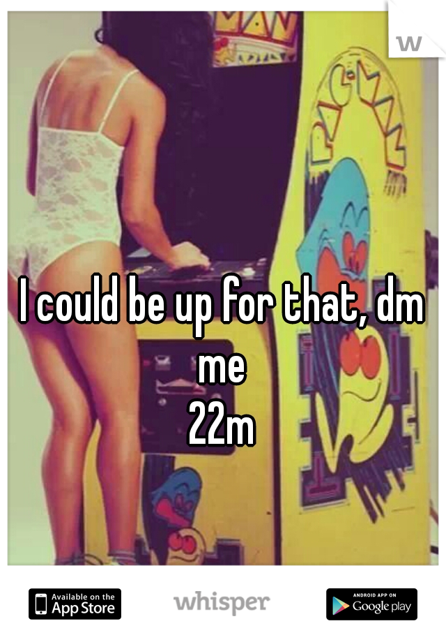 I could be up for that, dm me 
22m