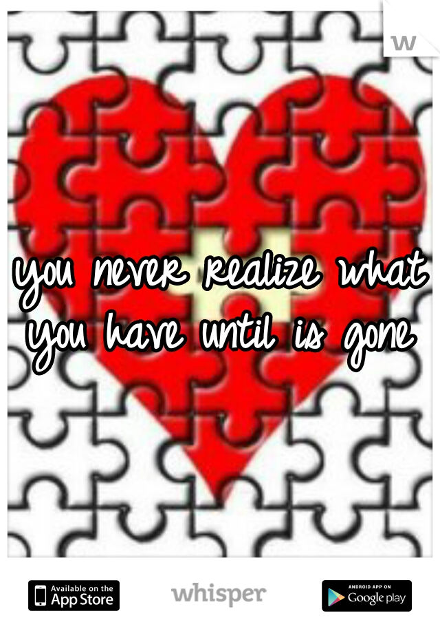 you never realize what you have until is gone 