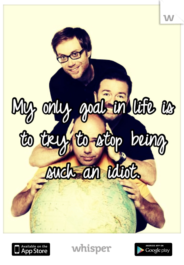 My only goal in life is to try to stop being such an idiot.