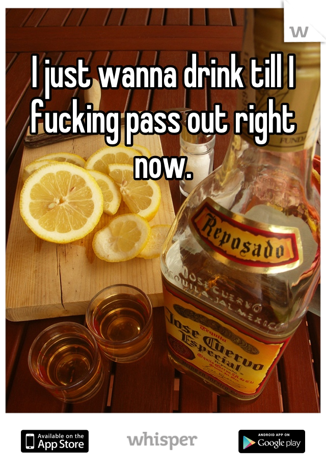 I just wanna drink till I fucking pass out right now.