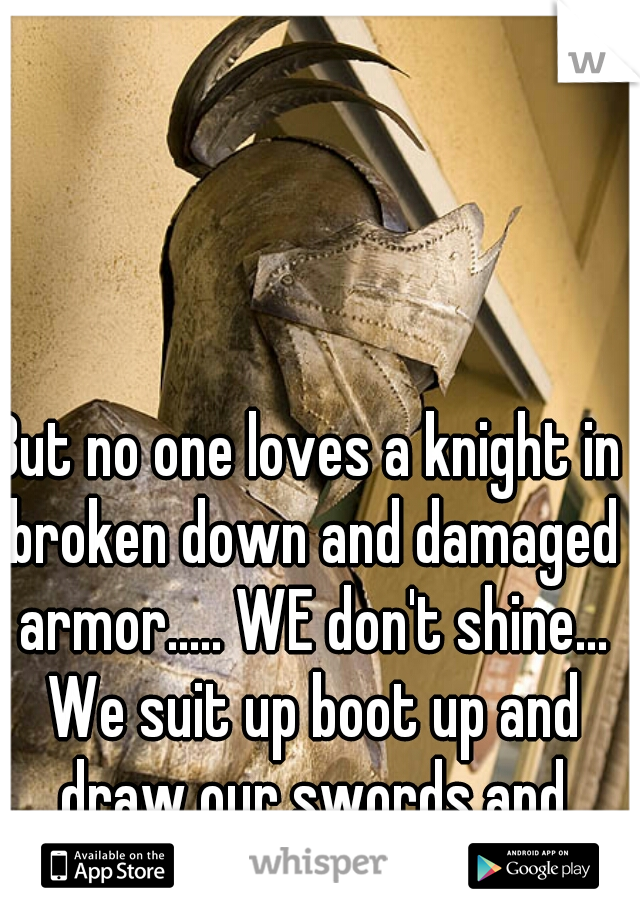 But no one loves a knight in broken down and damaged armor..... WE don't shine... We suit up boot up and draw our swords and fight..