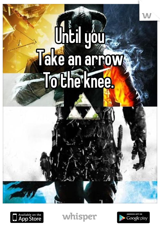 Until you 
Take an arrow 
To the knee. 