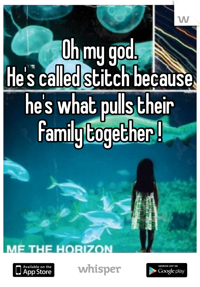 Oh my god. 
He's called stitch because he's what pulls their family together ! 