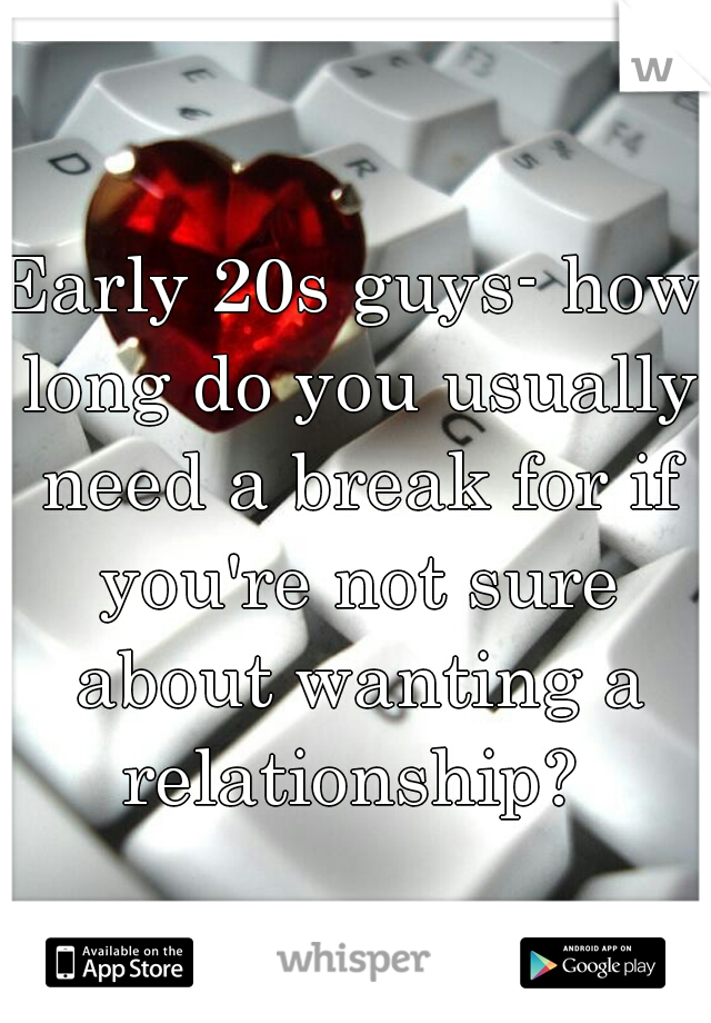 Early 20s guys- how long do you usually need a break for if you're not sure about wanting a relationship? 