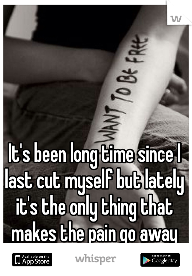 It's been long time since I last cut myself but lately it's the only thing that makes the pain go away 