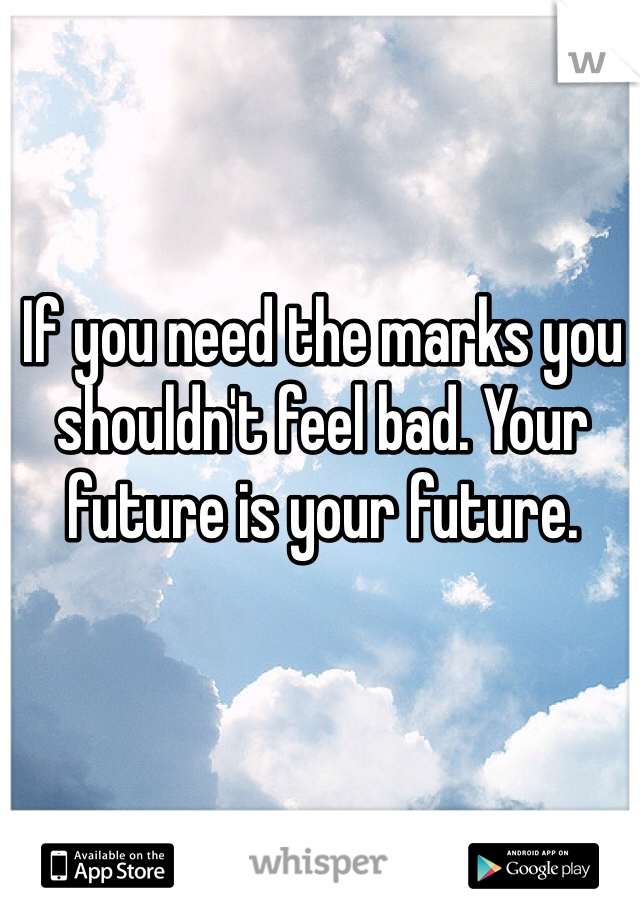 If you need the marks you shouldn't feel bad. Your future is your future.