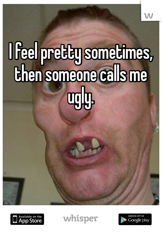 I feel pretty sometimes, then someone calls me ugly. 