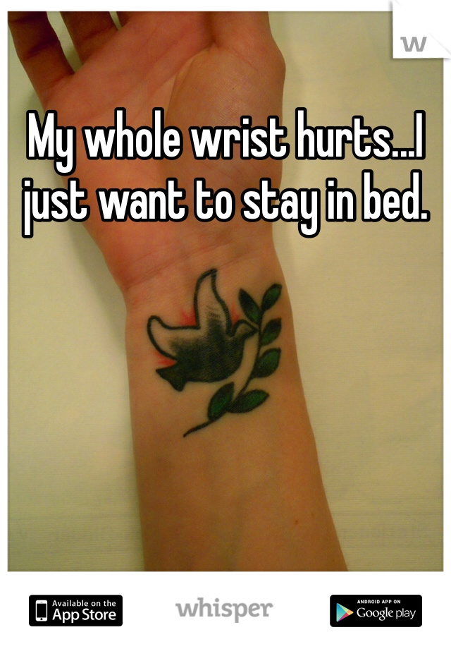 My whole wrist hurts...I just want to stay in bed.