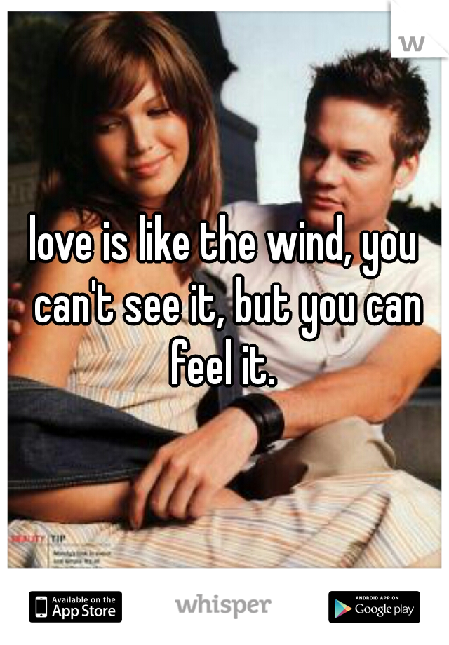 love is like the wind, you can't see it, but you can feel it. 