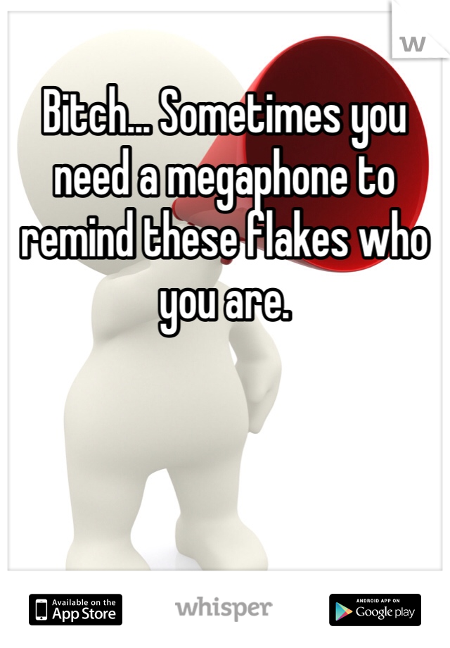 Bitch... Sometimes you need a megaphone to remind these flakes who you are.