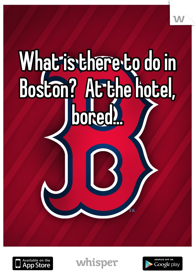 What is there to do in Boston?  At the hotel, bored...
