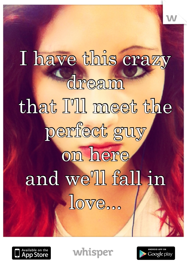 I have this crazy dream 
that I'll meet the perfect guy 
on here 
and we'll fall in love...
