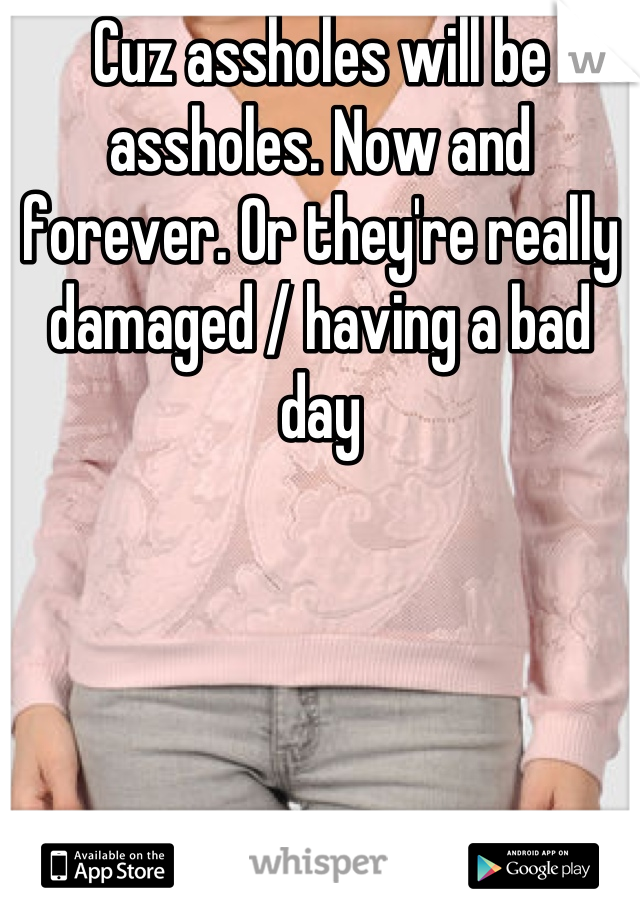 Cuz assholes will be assholes. Now and forever. Or they're really damaged / having a bad day