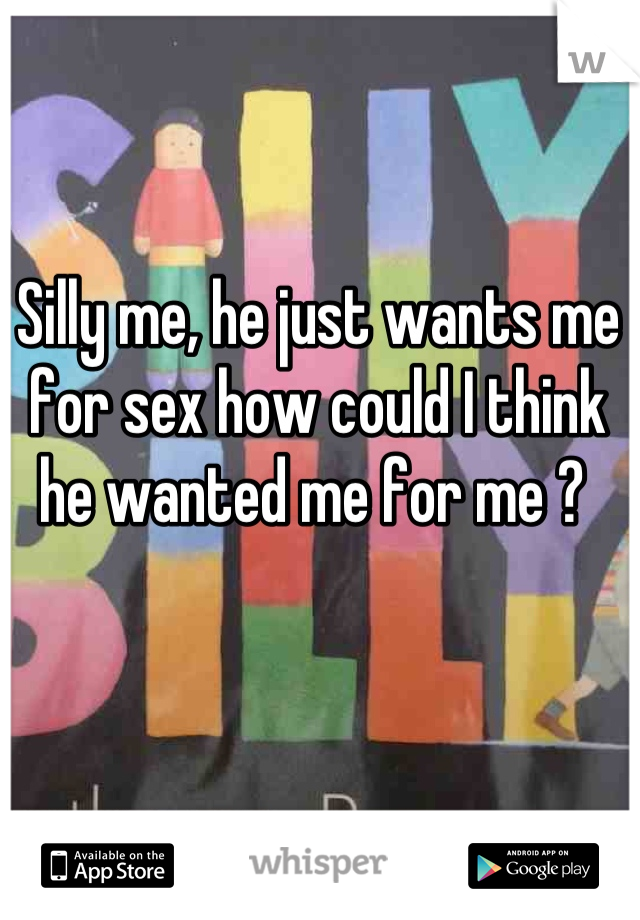 Silly me, he just wants me for sex how could I think he wanted me for me ? 