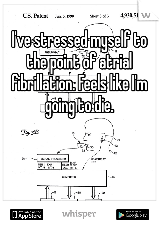 I've stressed myself to the point of atrial fibrillation. Feels like I'm going to die.