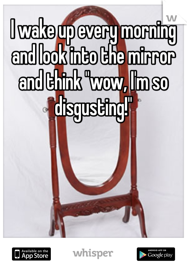 I wake up every morning and look into the mirror and think "wow, I'm so disgusting!"