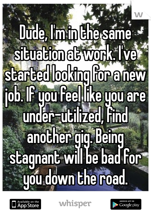 Dude, I'm in the same situation at work. I've started looking for a new job. If you feel like you are under-utilized, find another gig. Being stagnant will be bad for you down the road.