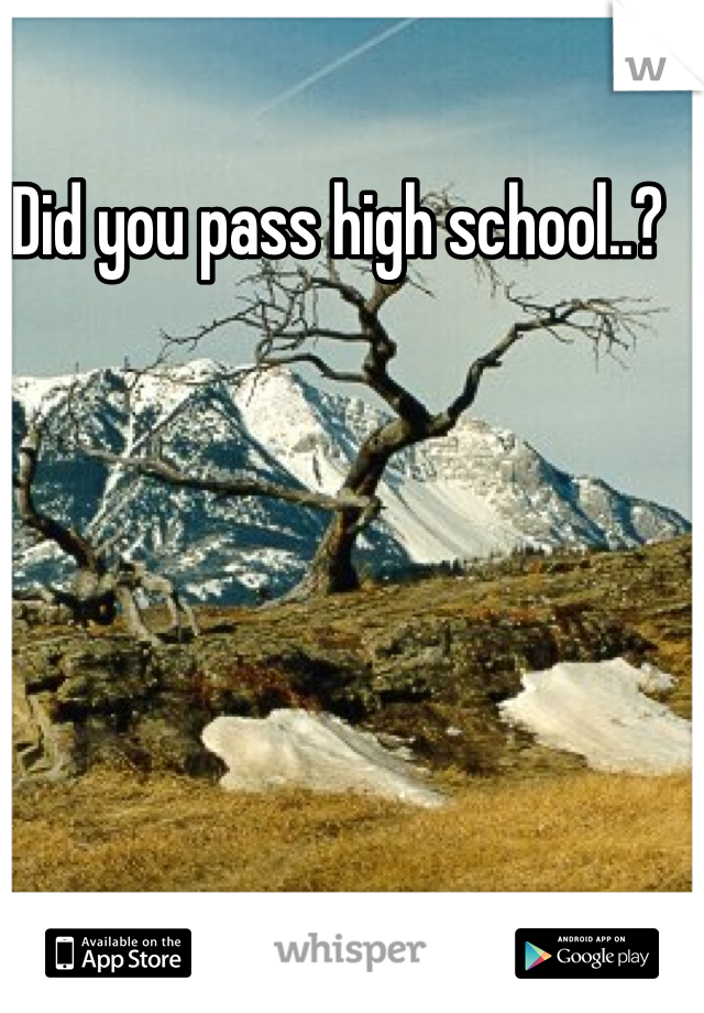 Did you pass high school..?