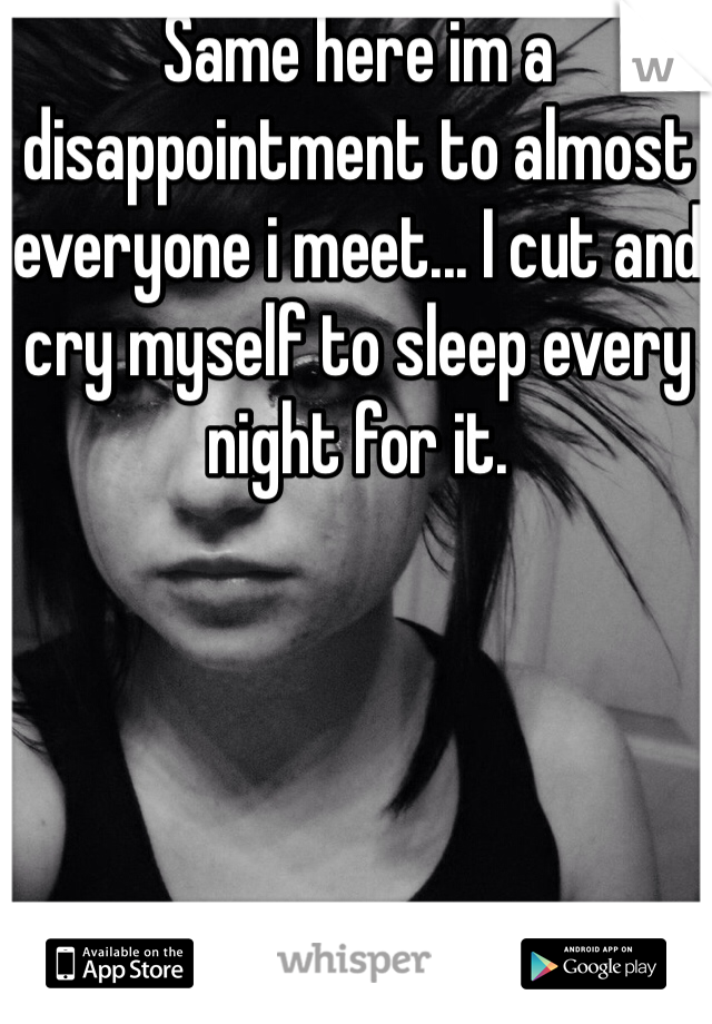 Same here im a disappointment to almost everyone i meet... I cut and cry myself to sleep every night for it.