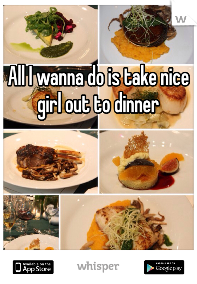 All I wanna do is take nice girl out to dinner 