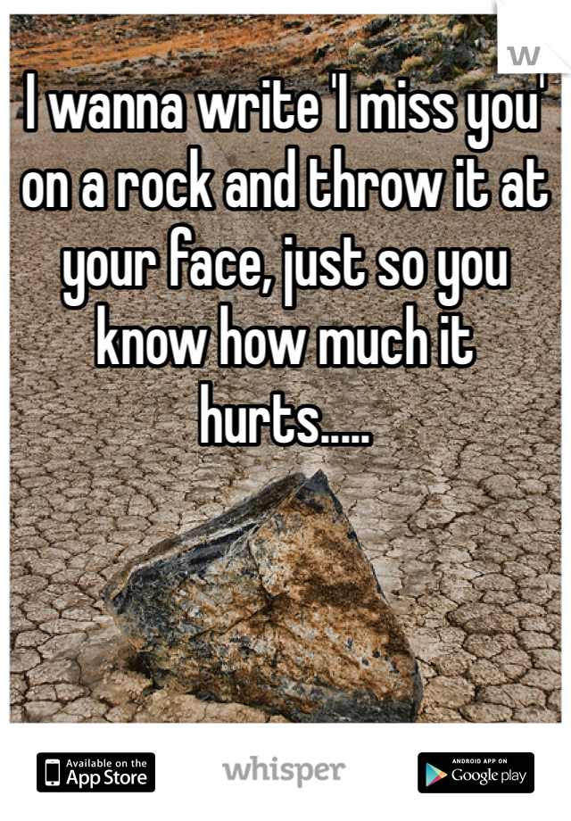 I wanna write 'I miss you' on a rock and throw it at your face, just so you know how much it hurts.....