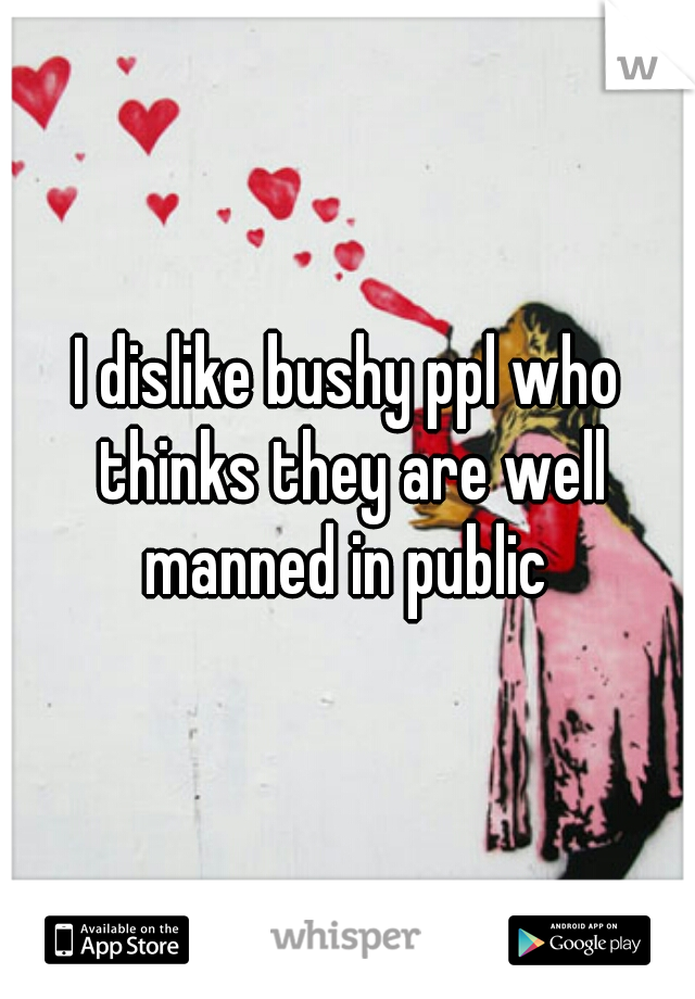 I dislike bushy ppl who thinks they are well manned in public 