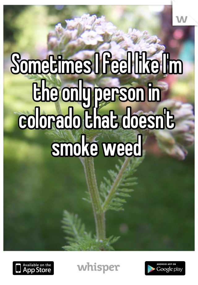 Sometimes I feel like I'm the only person in colorado that doesn't smoke weed