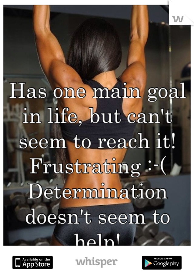 


Has one main goal in life, but can't seem to reach it!
Frustrating :-(
Determination doesn't seem to help!