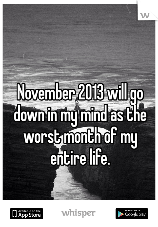 November 2013 will go down in my mind as the worst month of my entire life. 