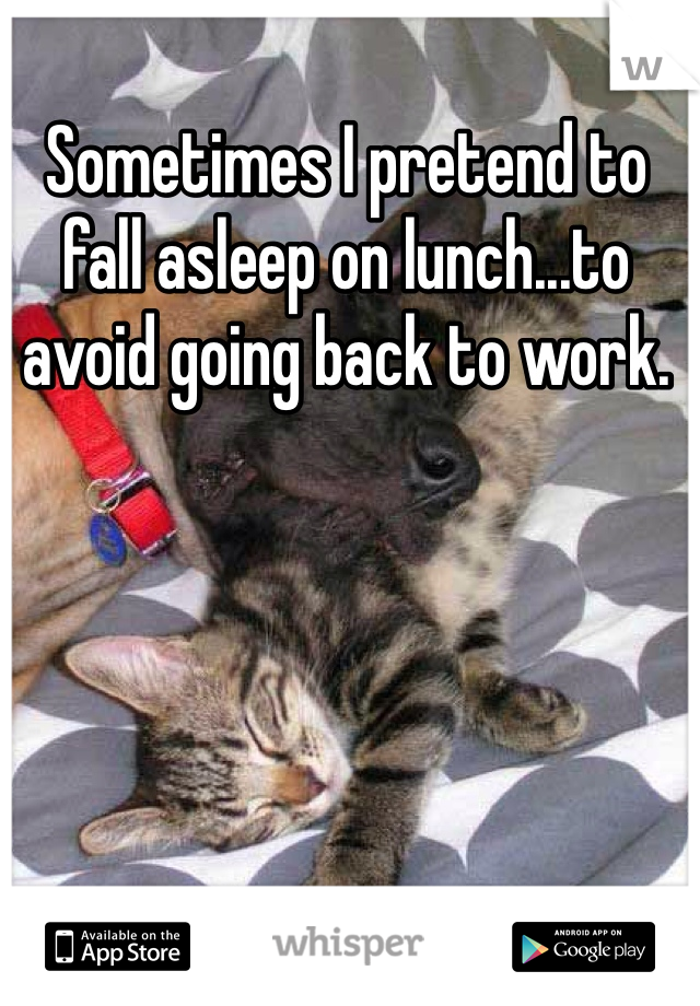 Sometimes I pretend to fall asleep on lunch...to avoid going back to work. 
