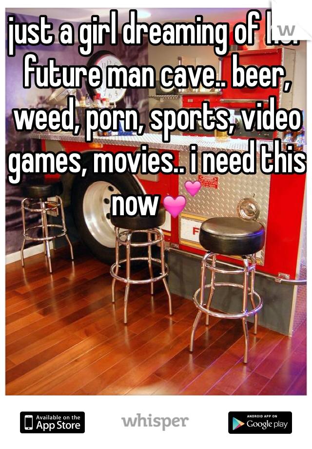 just a girl dreaming of her future man cave.. beer, weed, porn, sports, video games, movies.. i need this now💕