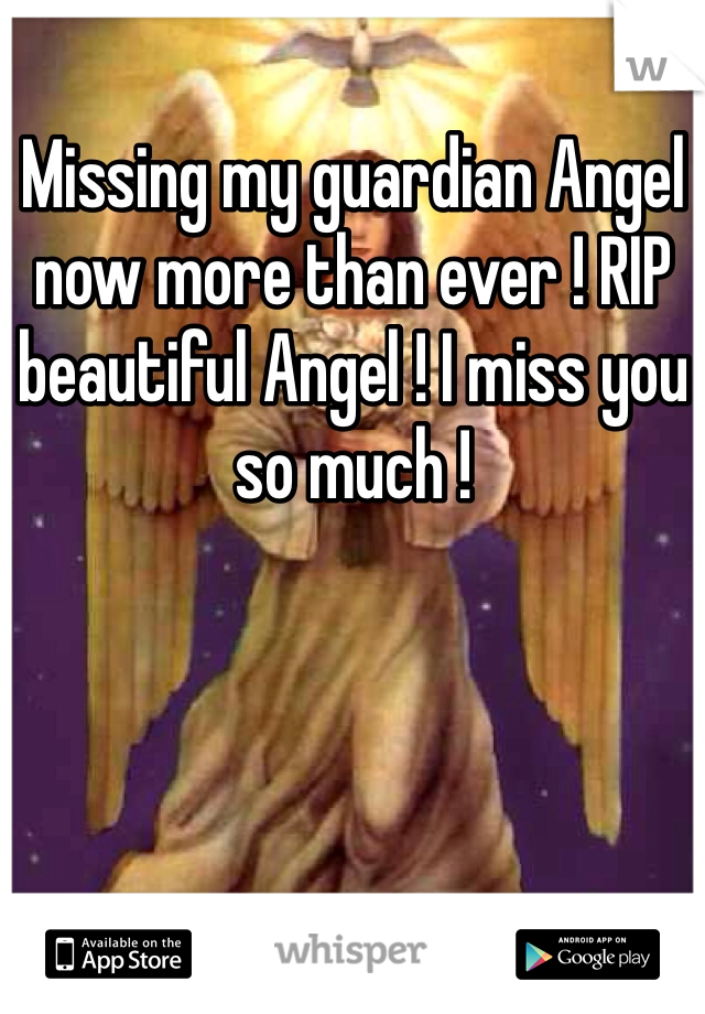 Missing my guardian Angel now more than ever ! RIP beautiful Angel ! I miss you so much !