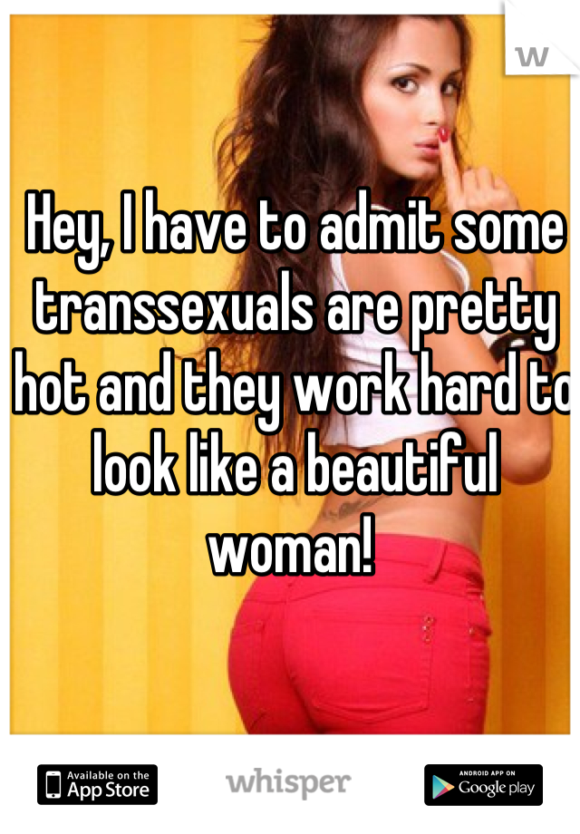 Hey, I have to admit some transsexuals are pretty hot and they work hard to look like a beautiful woman! 