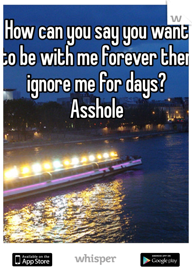 How can you say you want to be with me forever then ignore me for days? Asshole 
