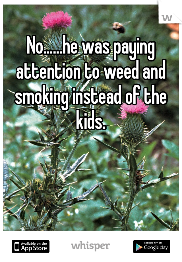 No......he was paying attention to weed and smoking instead of the kids. 