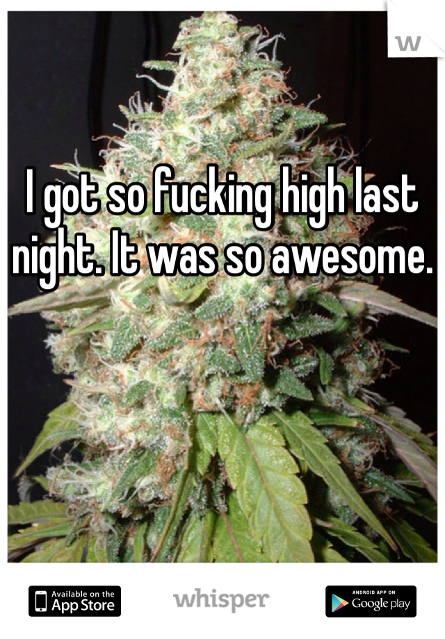 I got so fucking high last night. It was so awesome.