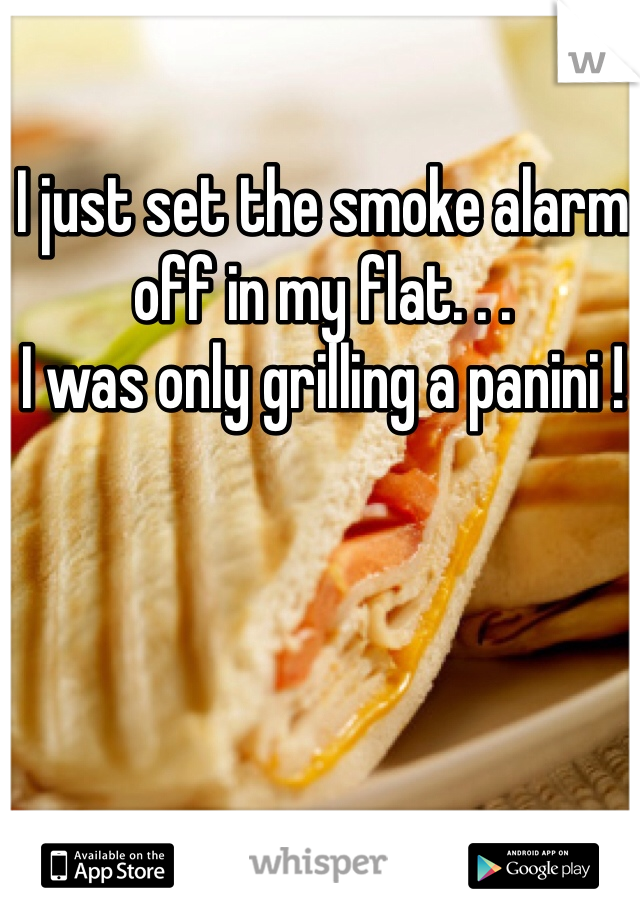 I just set the smoke alarm off in my flat. . . 
I was only grilling a panini ! 