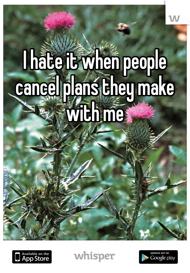 I hate it when people cancel plans they make with me