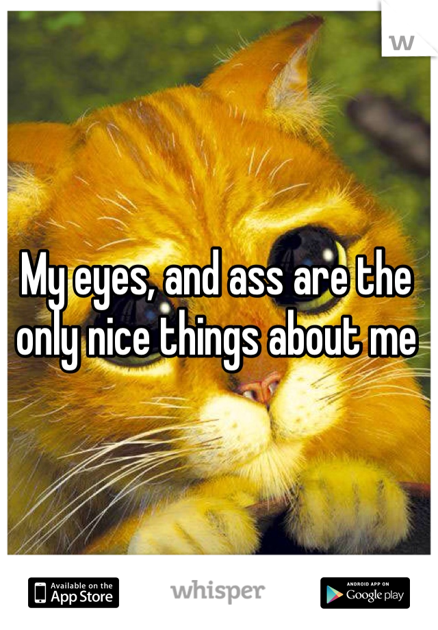 My eyes, and ass are the only nice things about me 