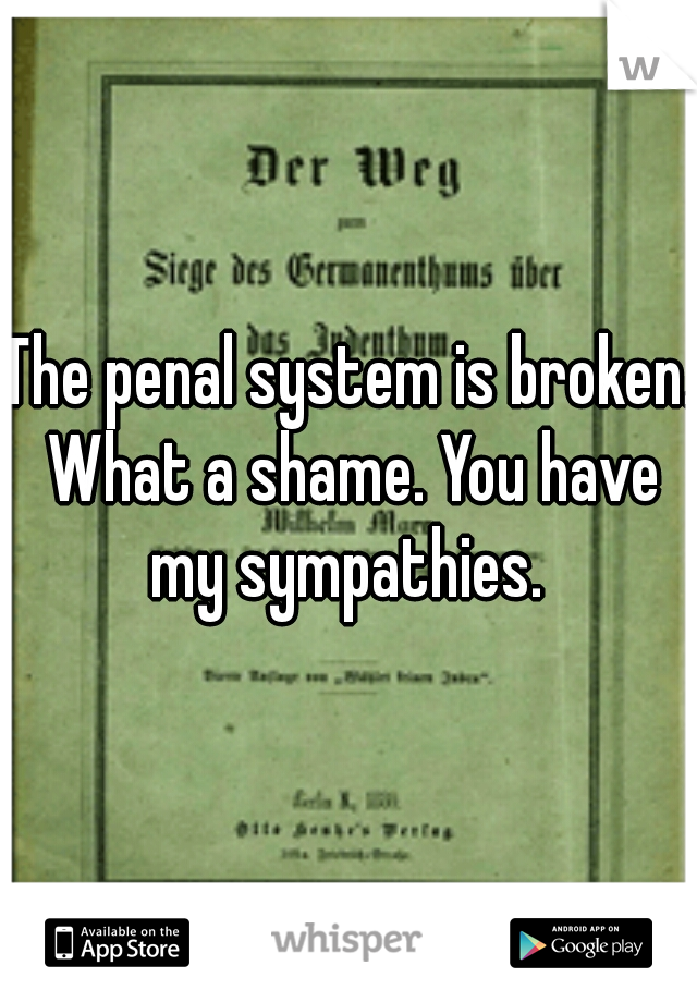 The penal system is broken. What a shame. You have my sympathies. 