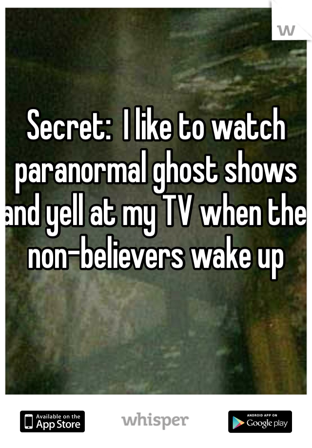 Secret:  I like to watch paranormal ghost shows and yell at my TV when the non-believers wake up