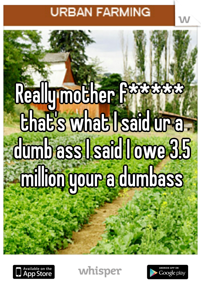 Really mother f***** that's what I said ur a dumb ass I said I owe 3.5 million your a dumbass