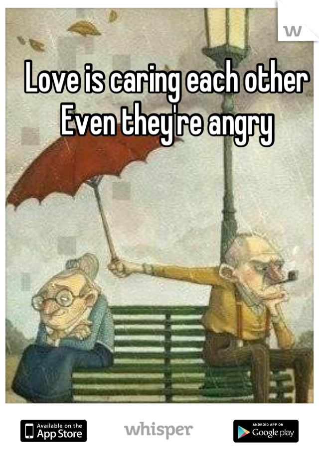 Love is caring each other 
Even they're angry